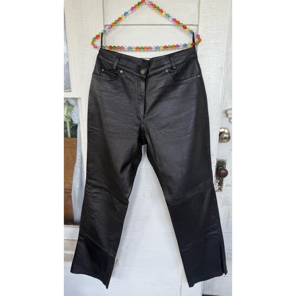 Vintage 90's Whet Blu Womens Black Leather Biker Pants Size 12